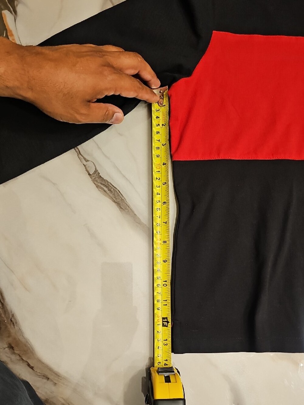 Kid's Long-Sleeve Polo Shirt with Red Chest Stripe and Plaid Collar - Picture 4 of 7